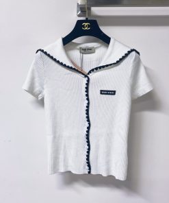 26SS夏服 ミュウミュウ 半袖Tシャツ トップス?2606BLJ190-MI1632