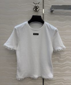 26SS夏服 ミュウミュウ 半袖Tシャツ トップス?2606BLJ200-MI1669